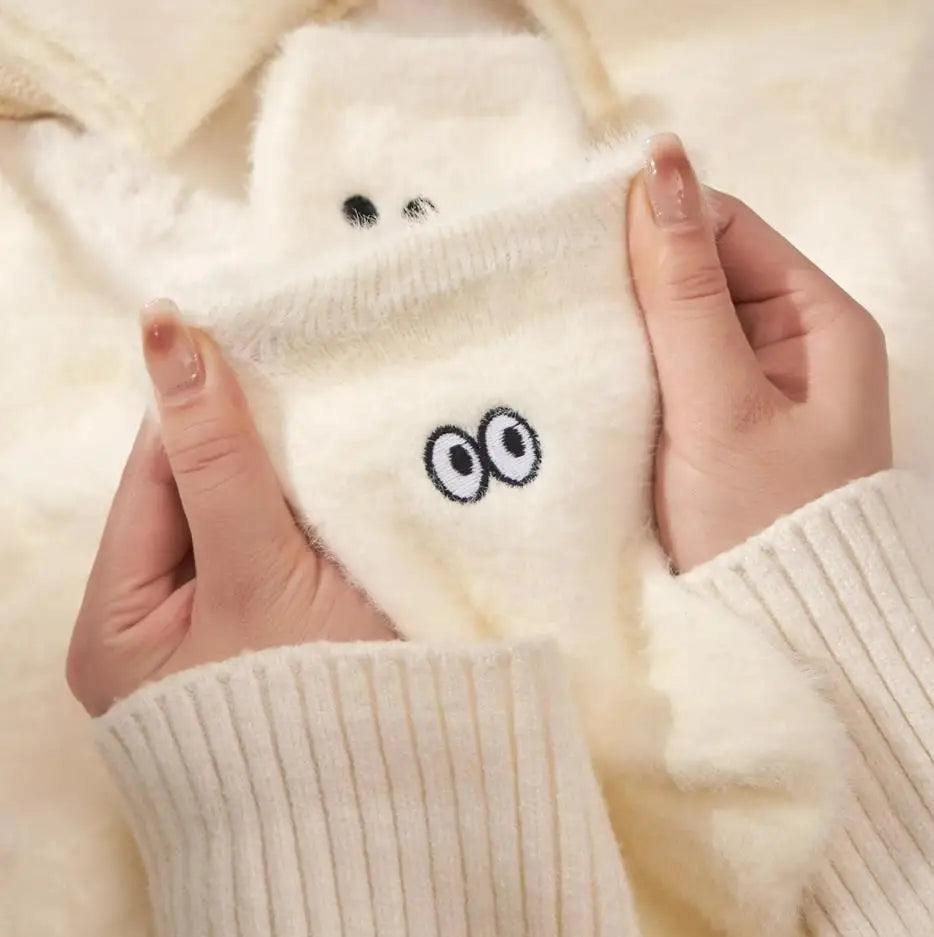 1-3 Pairs: Simple Cozy Emoji Fuzzy Socks