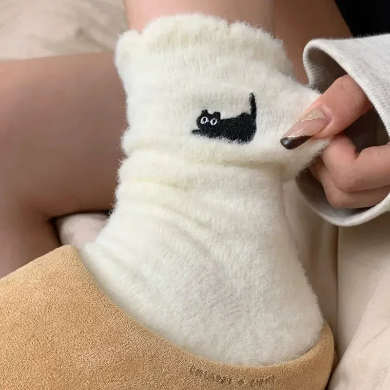 1-3 Pairs: Adorable Cozy Cat Fuzzy Socks